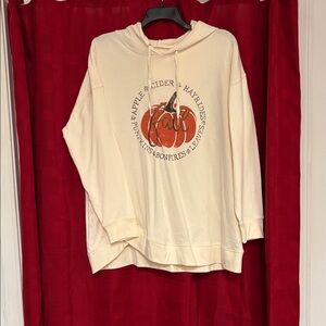 Lane Bryant Cream Hoodie with Fall Graphic